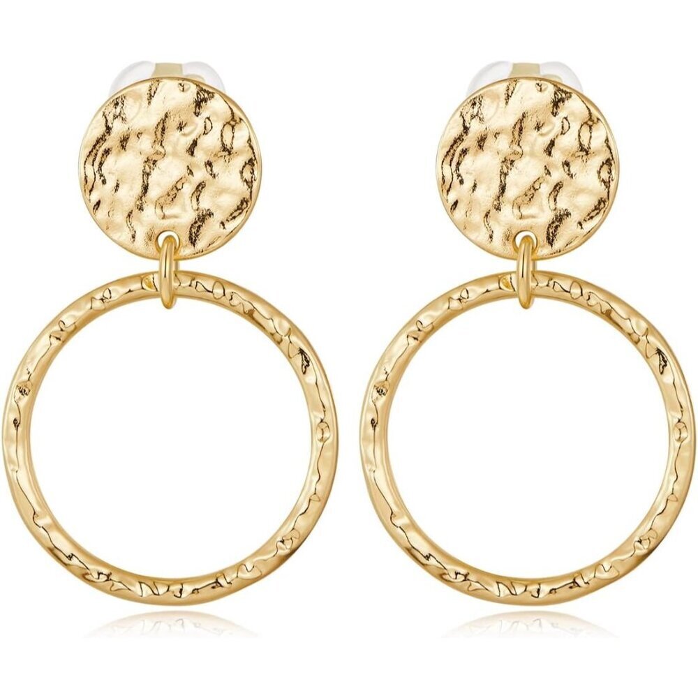 Gold D Clip Gold On Clip Earrings Women Non Piercing Dangle Fashion Jewelry